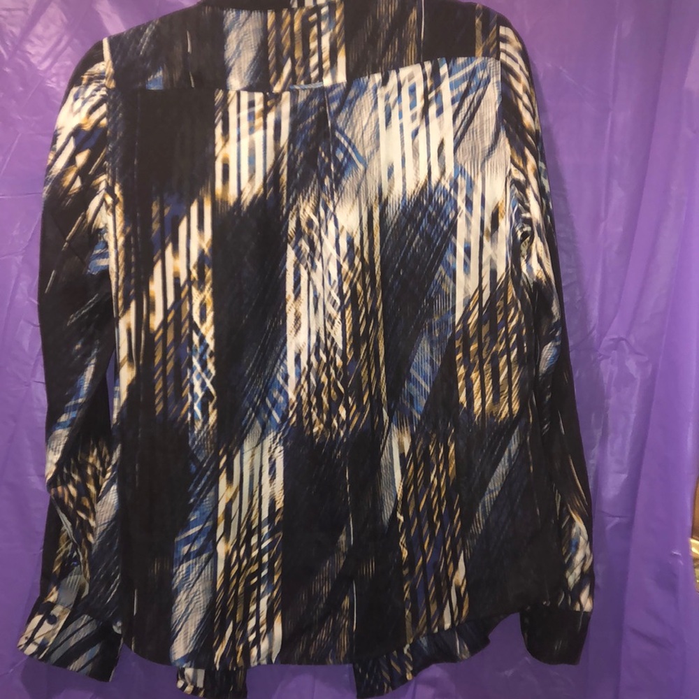 Multi colored button down silk blouse